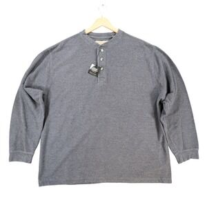 Naturalife Henley Shirt Mens XXL Gray Cotton Blend Long Sleeve Regular Fit 2429